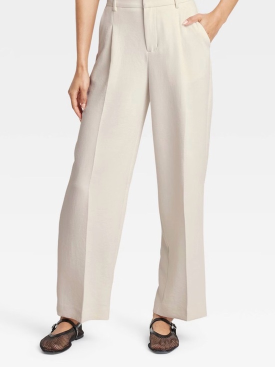 Target Pants - Target Cream Wide-Leg Trousers for Women